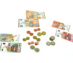 Euros factices 44 pièces et billets (22 pièces Re-plastique et 22 billets papier) pour jeux