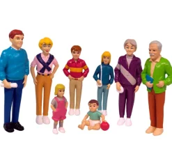 Famille européenne : 8 personnages jeu figurines du monde grand modèle