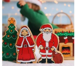 Figurine Mère Noël en bois 10.3 cm personnage jeu