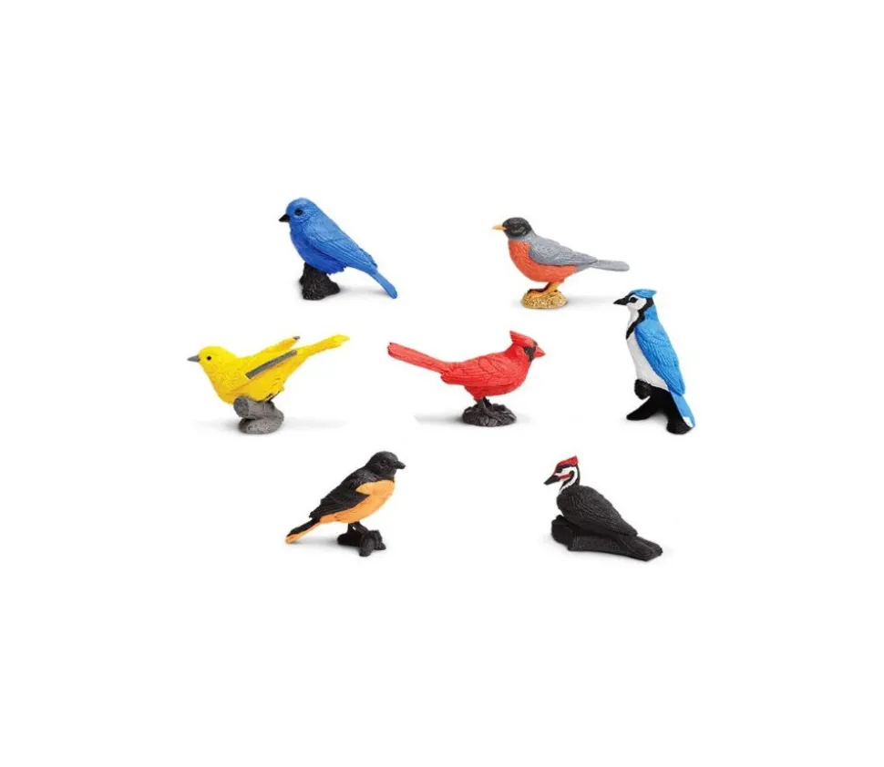 Figurines oiseaux 5/6 cm - 7 animaux dans un tube