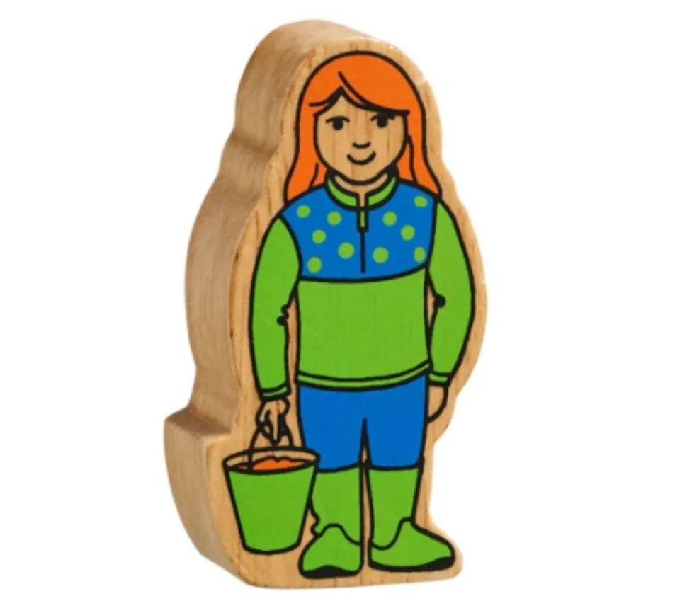 Fille de la ferme en bois 80 x 42 x 25 mm personnage jeu