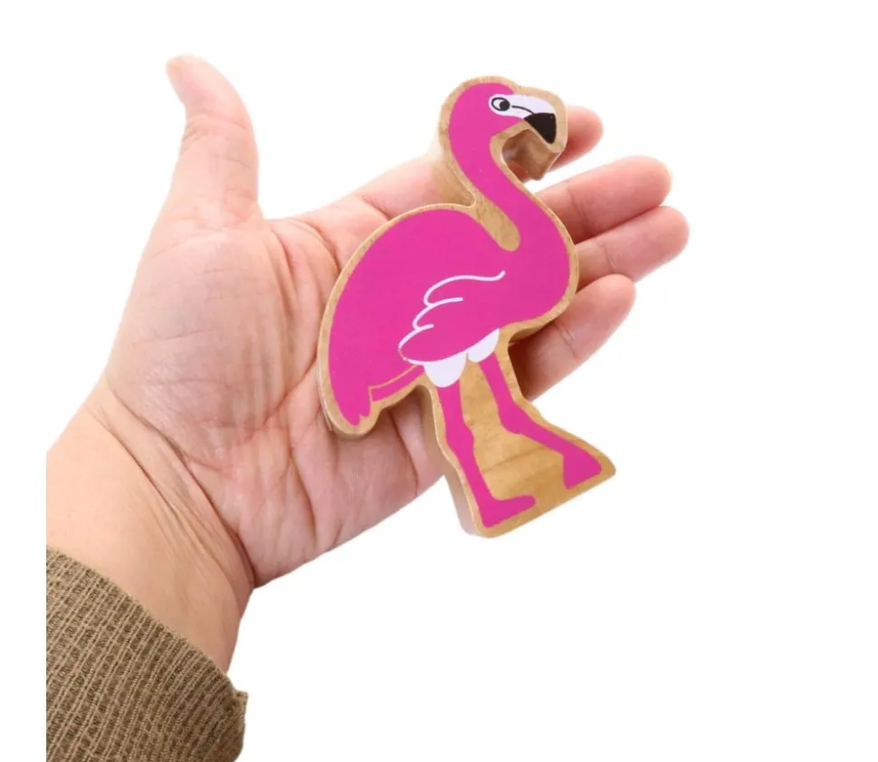 Flamant rose en bois 9.8 x 8.5 x 2.4 cm