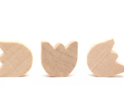 Fleur Pièce en bois naturel 14x17x3 mm forme tulipe pour jeu
