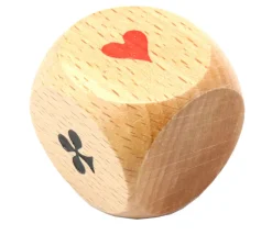 Grand Dé belote bois 4.1 cm atout symbole des cartes