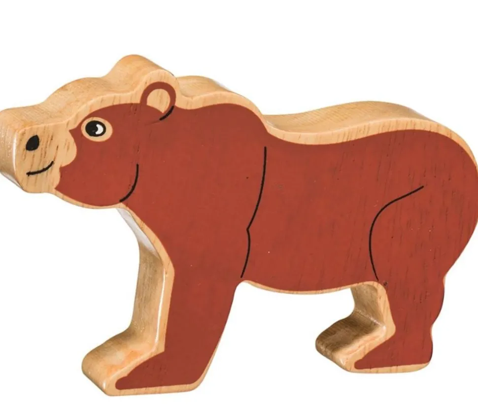 Grand pion Ours brun en bois 12 cm