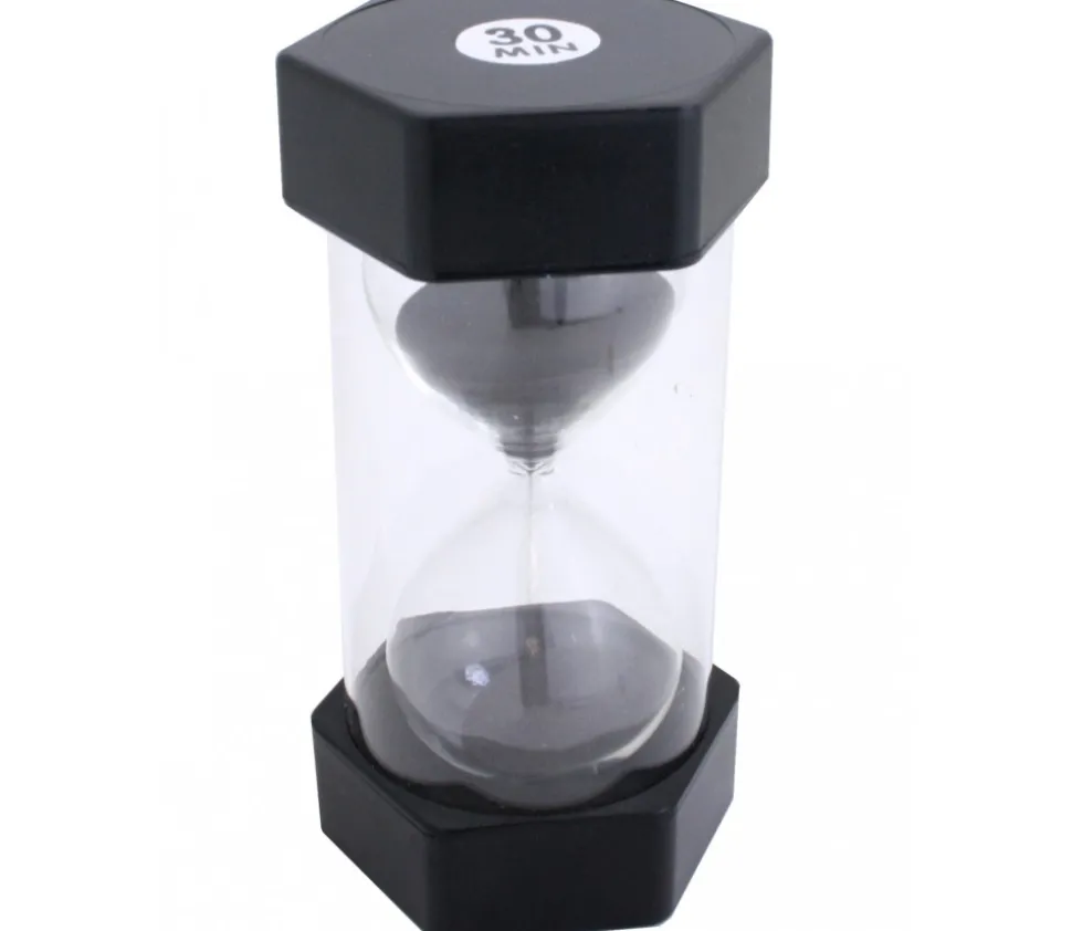 Grand sablier super lisible 30 minutes - NOIR - 16 cm MAXI