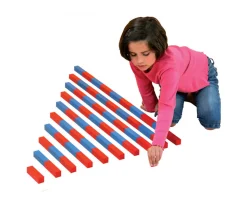 Grandes barres numériques Montessori bois rouge et bleu (1 mètre)