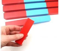 Grandes barres numériques Montessori bois rouge et bleu (1 mètre)