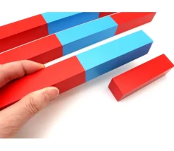 Grandes barres numériques Montessori bois rouge et bleu (1 mètre)