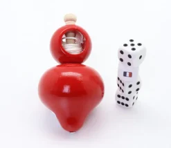 Grosse toupie bois 10 cm avec lanceur ficelle