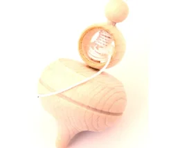 Grosse toupie bois brut avec lanceur ficelle 10.7 cm