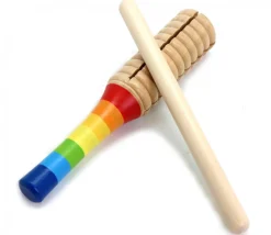 Guiro en bois arc en ciel - instrument à gratter