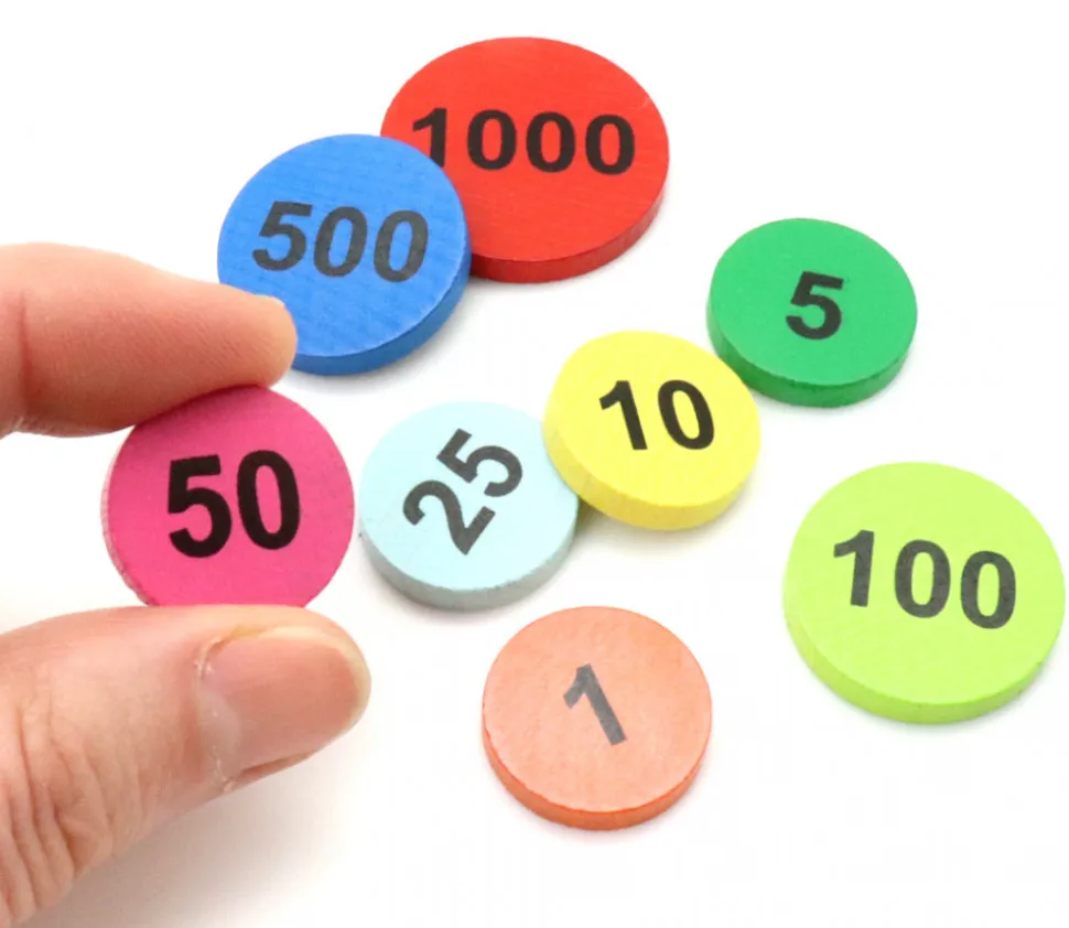 Jeton bois numéro 10 rond plat de 21 x 4 mm jaune