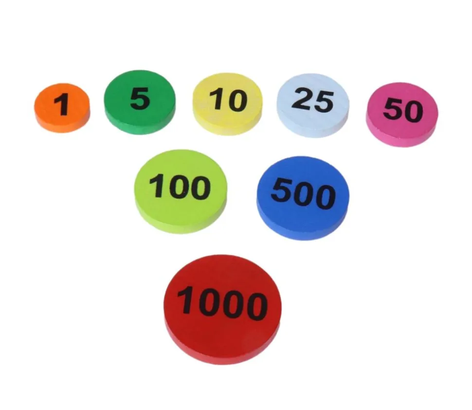 Jeton bois numéro 1 rond plat de 15 x 4 mm orange