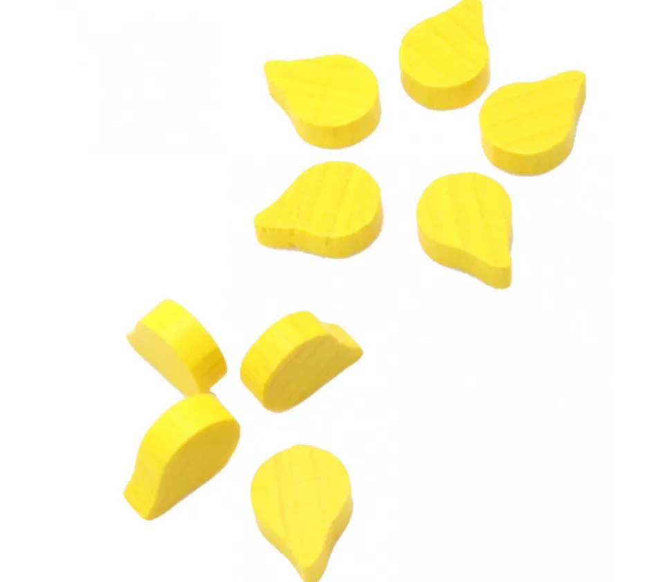 Jeton feuille goutte huile jaune -14 x 10 x 4 mm