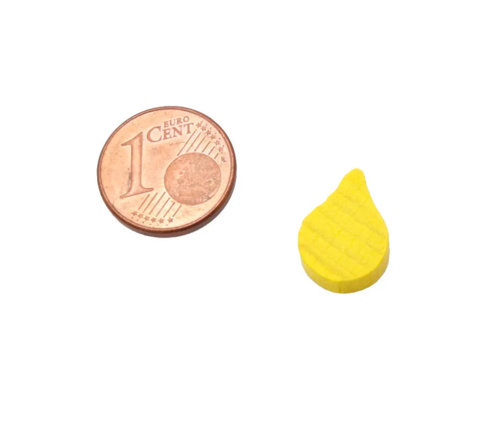 Jeton feuille goutte huile jaune -14 x 10 x 4 mm