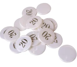 Jeton numéroté blanc nacré 32 mm numéro 20