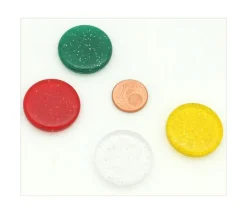 Jeton pailleté épais 25 x 5 mm galet rouge