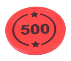 Jeton rond rouge 500 points de 2.9 cm