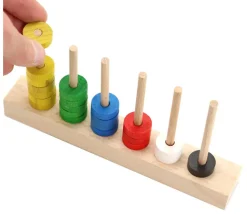 Jeton troué bois 21 x 7 mm pour abaque et jeux pion à l'unité - trou 7 mm