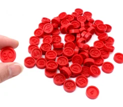 Jetons loto en plastique rouge numérotés de 1 à 90