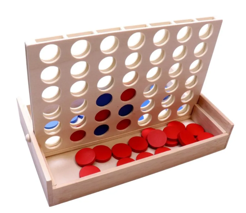 Jeu 4 en ligne en bois 17 x 23 x 14 cm