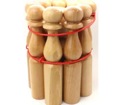 Jeu 9 Quilles bois verni de 30 cm + 2 boules en bois