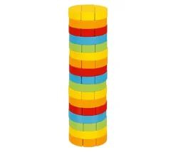 Jeu bois Tour ronde chancelante multicolore - 17 cm