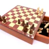 Jeu échecs magnétiques 19.5 cm bois plateau marqueterie avec tiroir