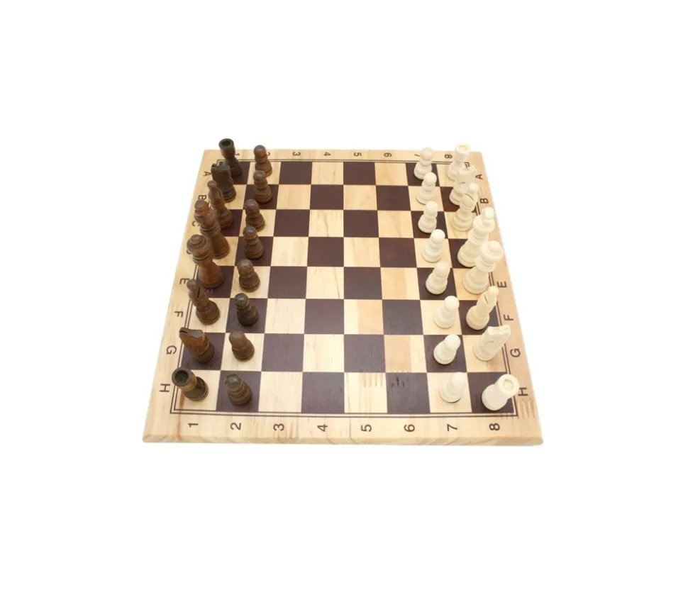 Jeu d'échec en bois complet 29 cm : plateau bois épais + 32 Pièces bois