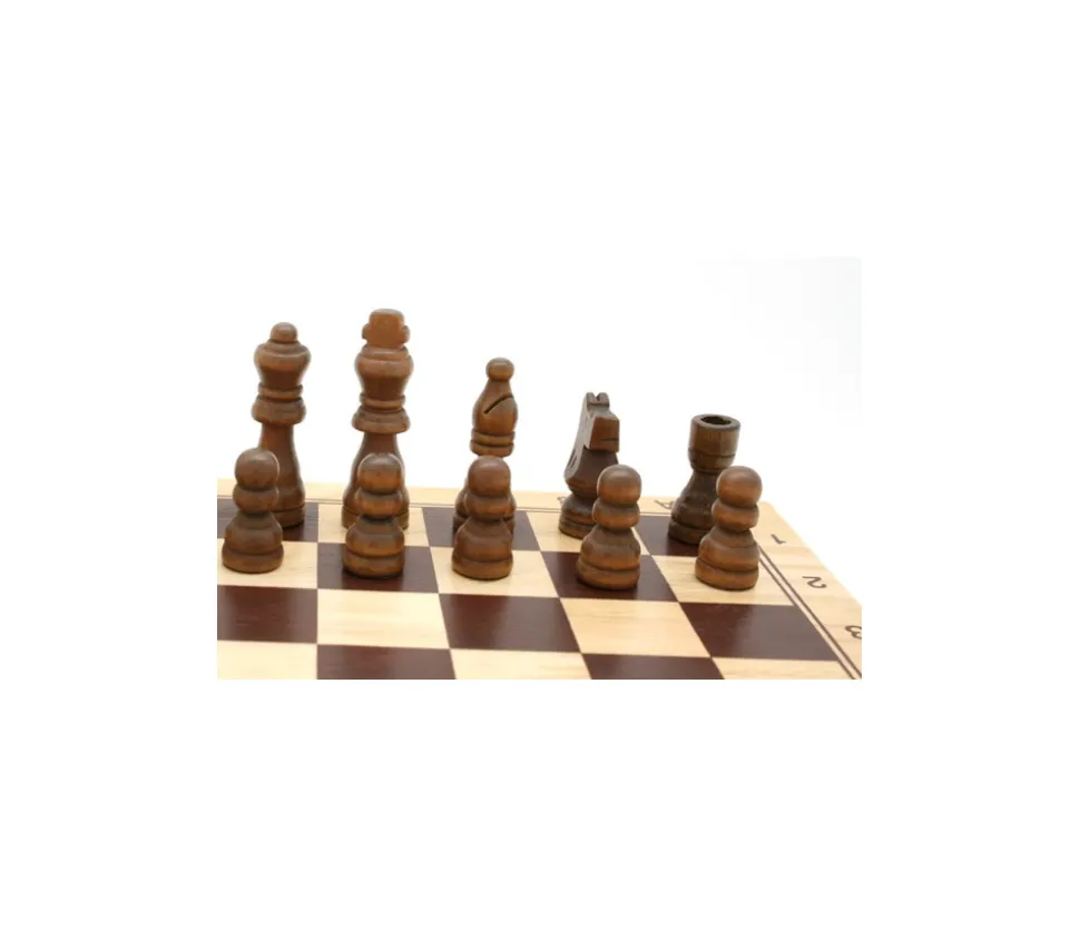 Jeu d'échec en bois complet 29 cm : plateau bois épais + 32 Pièces bois