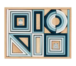 Jeu de construction en bois 38 pièces azur