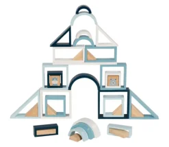 Jeu de construction en bois 38 pièces azur