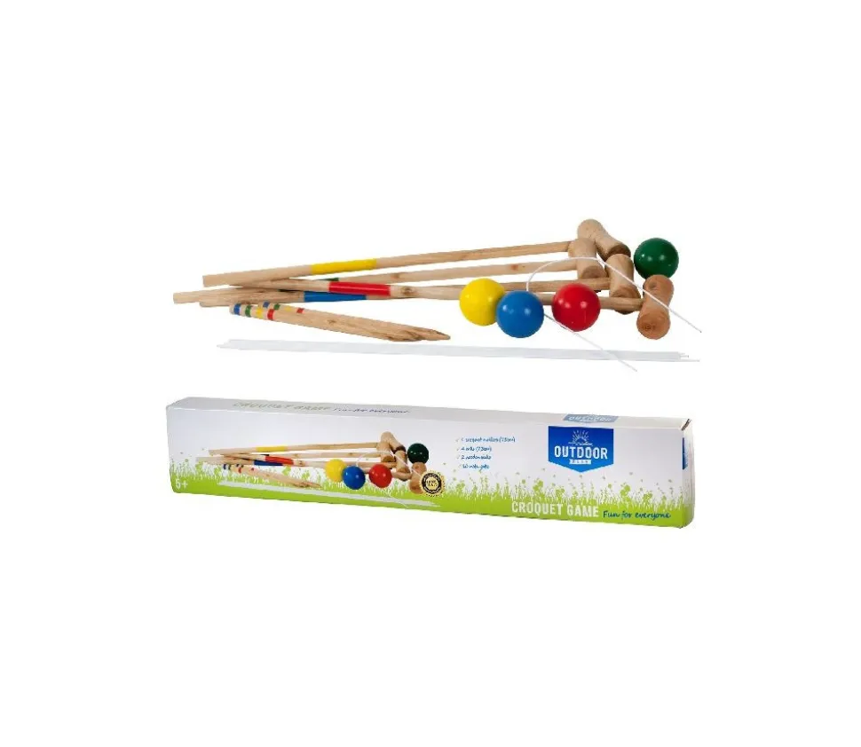Jeu de croquet adulte/enfant 77 cm en bois 4 joueurs