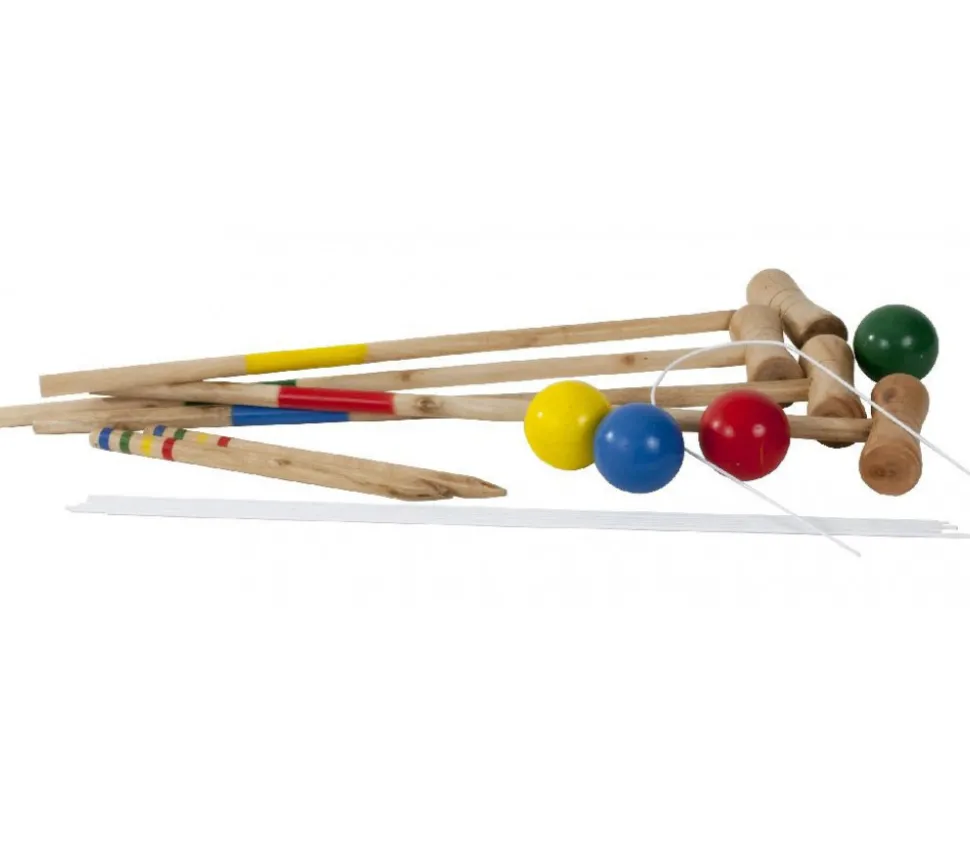 Jeu de croquet adulte/enfant 77 cm en bois 4 joueurs
