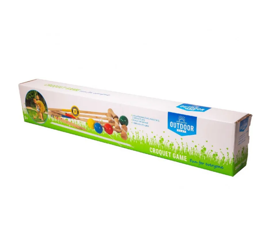 Jeu de croquet adulte/enfant 77 cm en bois 4 joueurs
