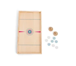 Jeu de palets 2 côtés : hockey foot et cible tout en bois