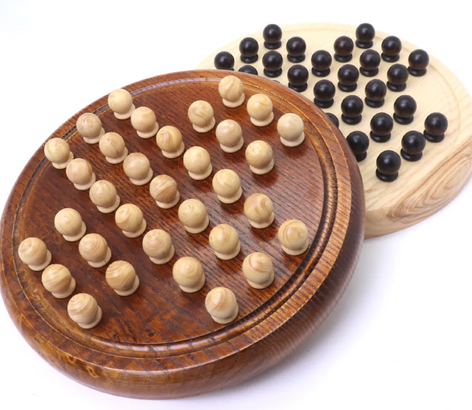 Jeu de solitaire en bois 23.5 cm - fabrication française