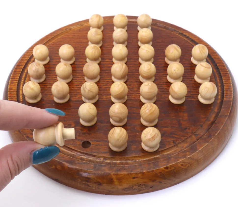 Jeu de solitaire en bois 23.5 cm - fabrication française