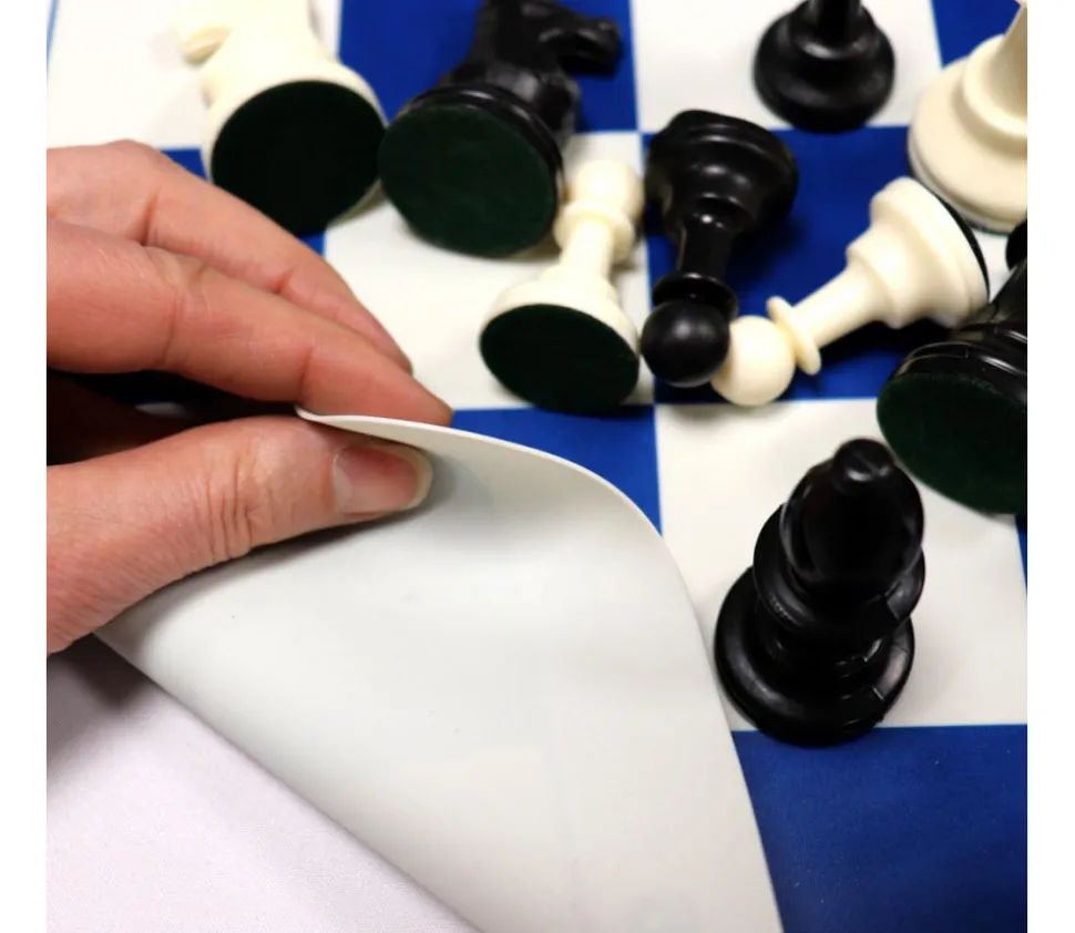 Jeu Echec : 32 pions + échiquier taille 5 enroulable belle qualité