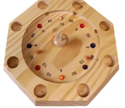 Jeu giroulette bois avec toupie et billes - super roulette