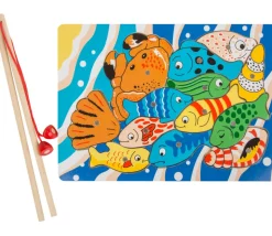 Jeu puzzle pêche à la ligne aimantée en bois 13 pièces