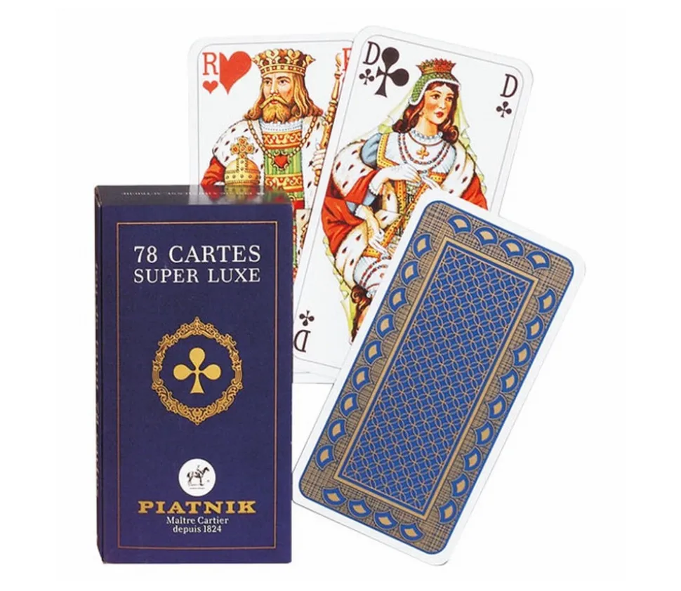 Jeu tarot luxe 78 cartes à jouer dos bleu et or Piatnik