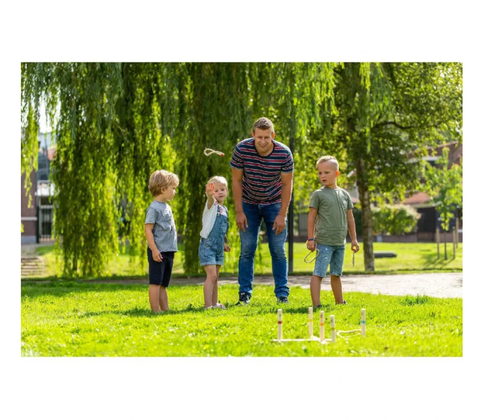 Jeux adresse Cible de lancer bois avec anneaux naturel