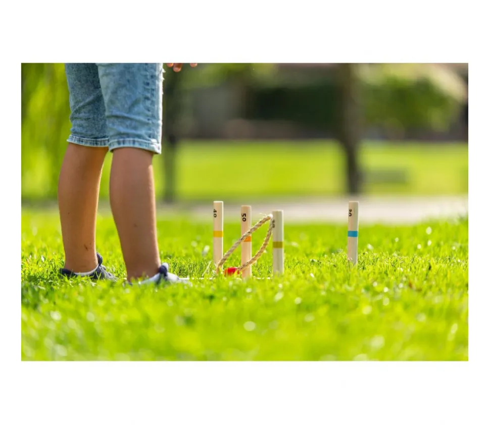 Jeux adresse Cible de lancer bois avec anneaux naturel