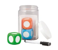 Kit 3 Dés effaçables avec feutre - Dés à personnaliser 3.5 cm