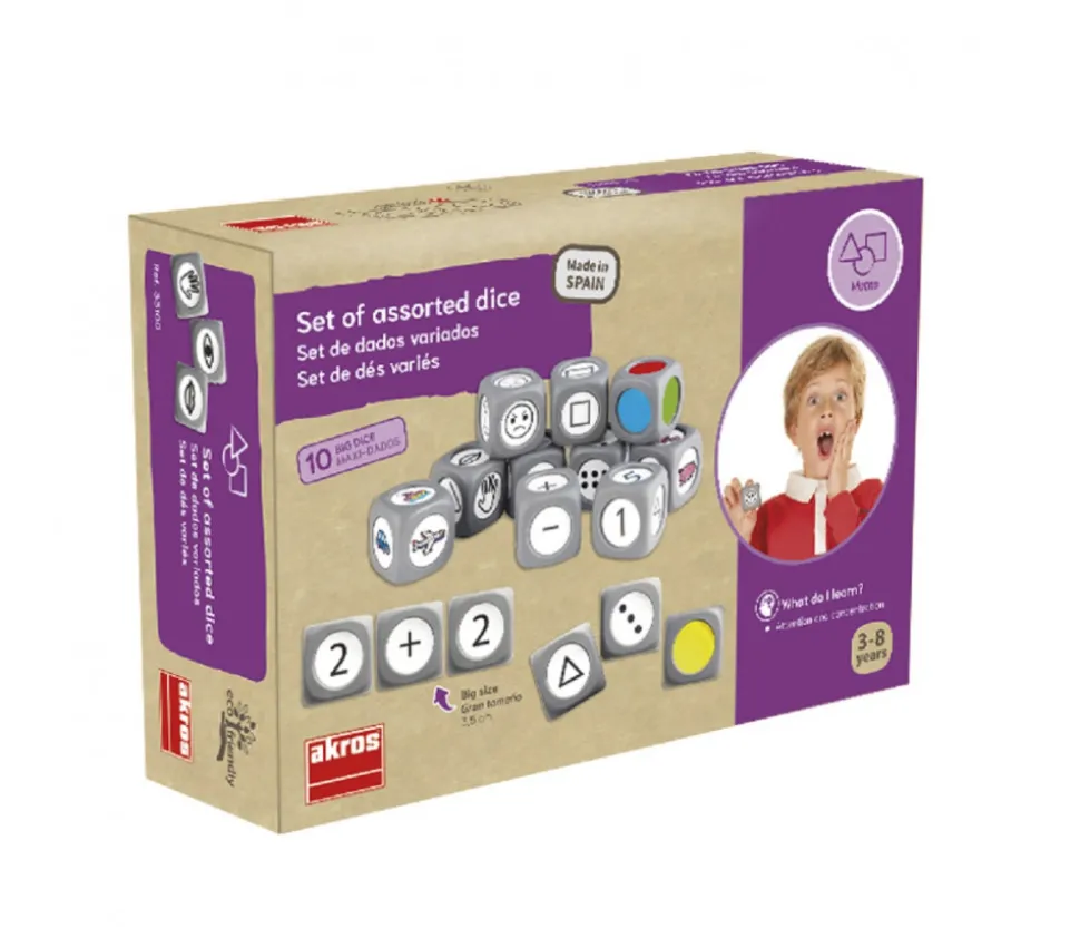 Kit 10 grands dés éducatifs 3.5 cm