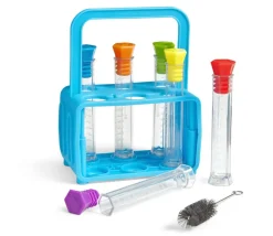 Kit 6 tubes à essai 12 ml bouchons colorés