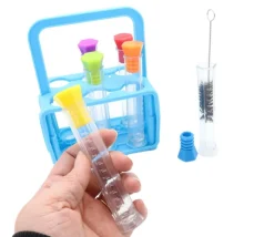 Kit 6 tubes à essai 12 ml bouchons colorés