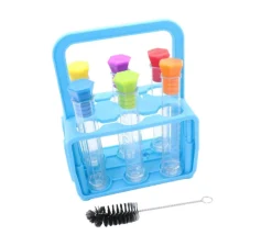 Kit 6 tubes à essai 12 ml bouchons colorés
